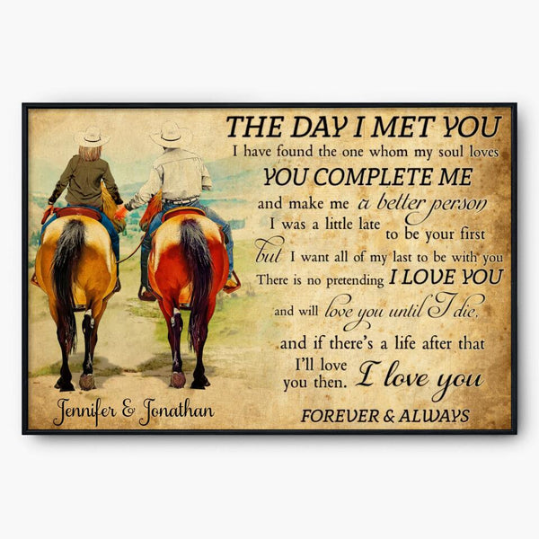 Custom Personalized Horse Poster, Canvas, Vintage Style, Poster The Day I Met You, Riding Horse Gifts For Husband, Gifts For Wife Riding Horse With Custom Name Appearance & Landscape NTT0806B02DA