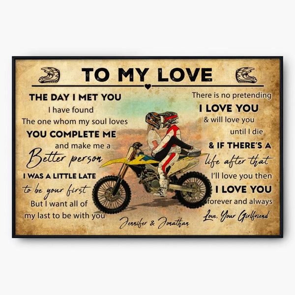 Custom Personalized Motocross Poster, Canvas, Vintage Style, Dirt Bike Gifts For Boyfriend, Personalized Gift For Husband With Custom Name, Number, Appearance & Landscape NTT0805B01DA