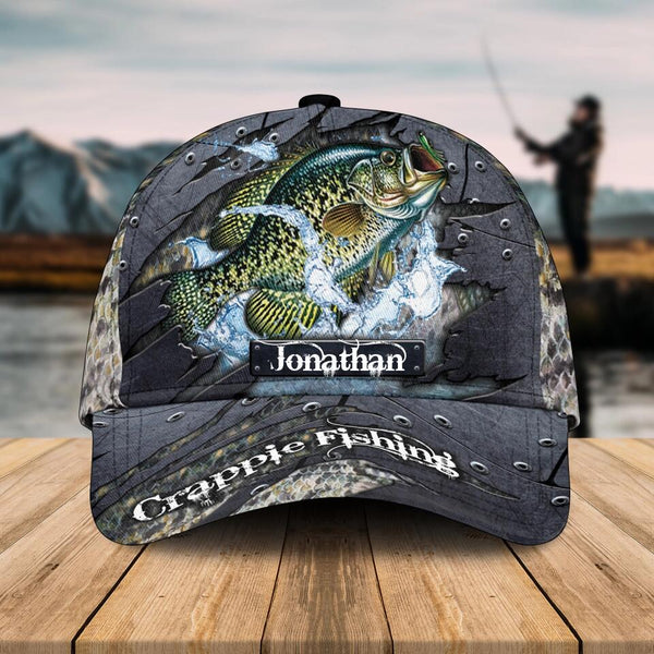 Personalized Crappie Fishing Cap with custom Name, Fish Aholic Fish Scales 1 NNH0210B01SA03