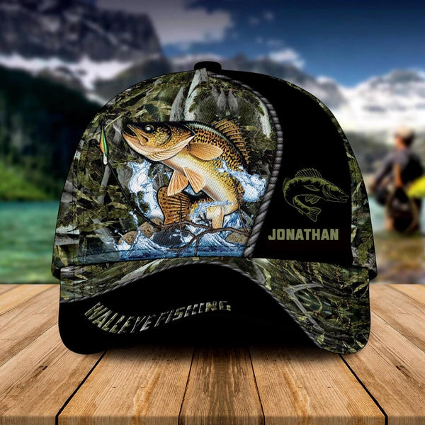 Custom Personalized Walleye Cap with custom Name, Fish Aholic Grass 3 NNH0217B01SA1