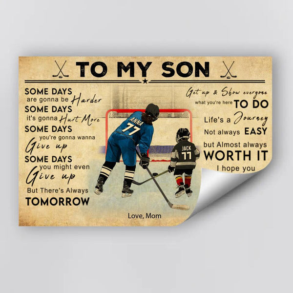 Custom Personalized Ice Hockey Poster, Canvas, Hockey Gifts, Gifts For Hockey Players, Sport Gifts For Son With Custom Name, Number, Appearance & Landscape TBN0919B01DA
