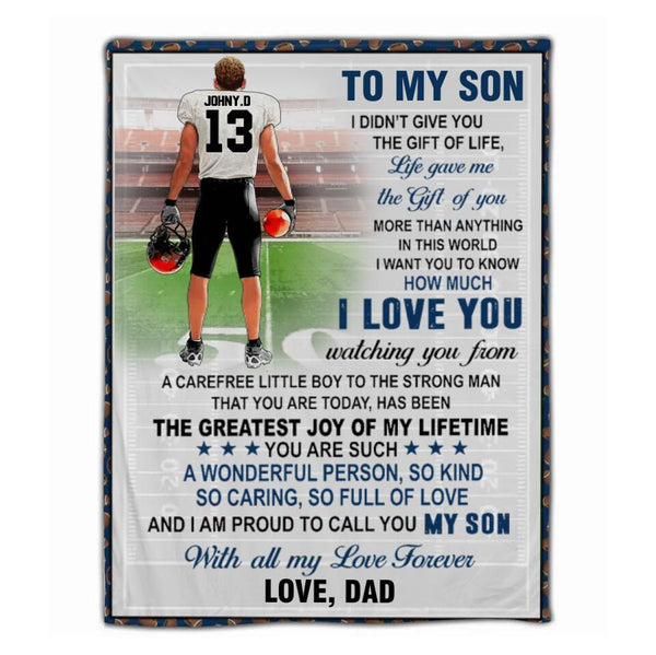 Custom Personalized Football Blanket, Gift For Football Players, Christmas Gift For Son With Custom Name, Number, Appearance & Landscape LMD1013B11DA