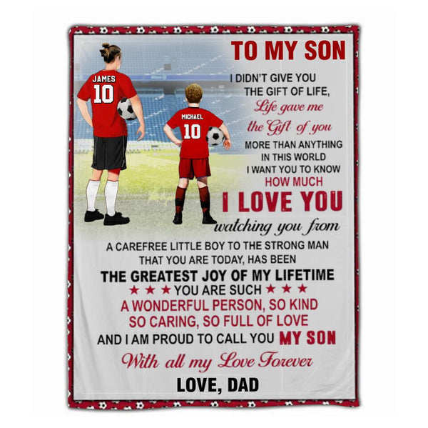 Custom Personalized Soccer Blanket, Soccer Gift, Gifts For Soccer Players, Sport Gifts For Son, Soccer Lover Gifts With Custom Name, Number, Appearance & Background LMD1013B04DA