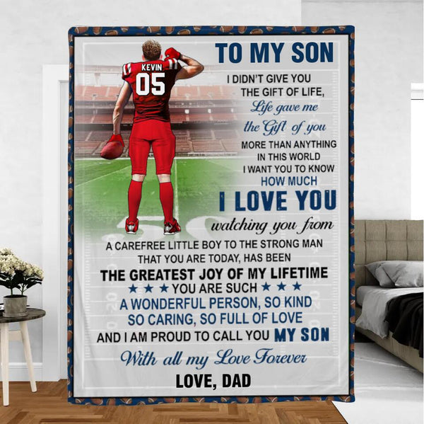 Custom Personalized Football Blanket, Gift For Football Players, Christmas Gift For Son With Custom Name, Number, Appearance & Landscape LMD1013B12DA