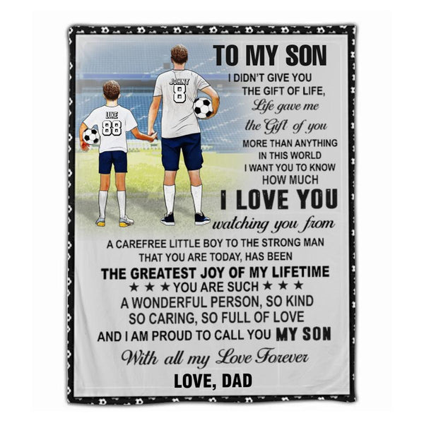 Custom Personalized Soccer Blanket, Soccer Gift, Gifts For Soccer Players, Sport Gifts For Son, Soccer Lover Gifts With Custom Name, Number, Appearance & Background LMD1013B02DA