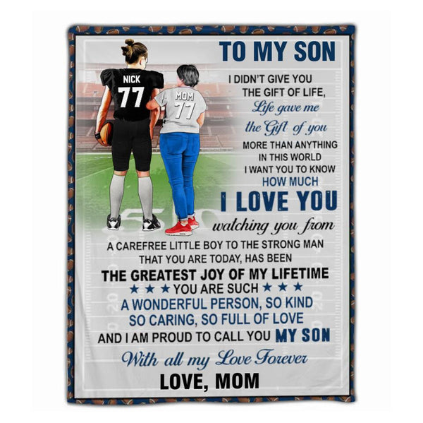 Custom Personalized Football Blanket, Gift For Football Players, Christmas Gift For Son With Custom Name, Number, Appearance & Landscape LMD1013B14DA