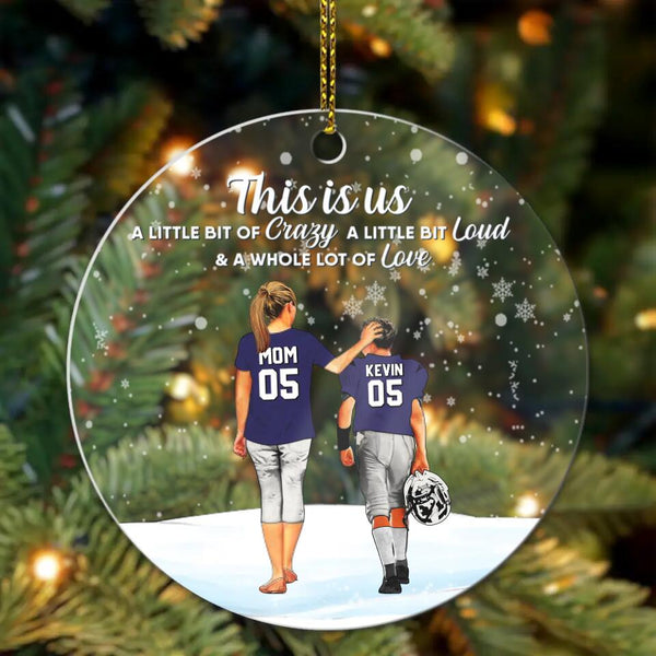 Custom Personalized Football Acrylic Circle Ornament, Gift For Football Players, Christmas Gift For Son, Life Is Better With Family With Custom Name, Number, Appearance & Landscape LTL1012O47DA
