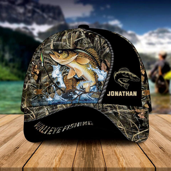 Custom Personalized Walleye Cap with custom Name, Fish Aholic Grass 2 NNH0217B01SA1