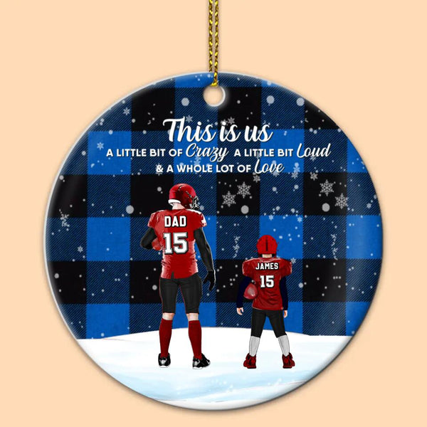 Custom Personalized Football Ceramic Circle Ornament, Gift For Football Players, Christmas Gift For Son, Life Is Better With Family With Custom Name, Number, Appearance & Landscape LTL1012O25DA