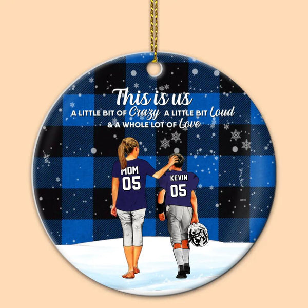 Custom Personalized Football Ceramic Circle Ornament, Gift For Football Players, Christmas Gift For Son, Life Is Better With Family With Custom Name, Number, Appearance & Landscape LTL1012O50DA