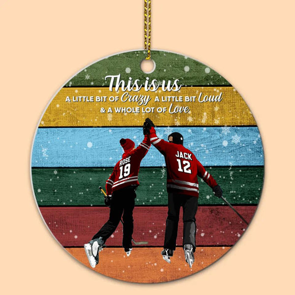 Custom Personalized Ice Hockey Aluminum Circle Ornament, Gift For Hockey Players, Christmas Gift For Your Husband, Life Is Better With Family With Custom Name, Number, Appearance & Landscape LTL1027O05DA