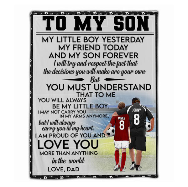 Custom Personalized Soccer Blanket, Soccer Gift, Gifts For Soccer Players, Sport Gifts For Son, Soccer Lover Gifts With Custom Name, Number, Appearance & Background LMD1025B11DA