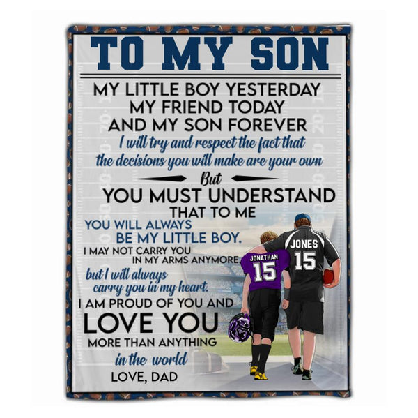 Custom Personalized Football Blanket, Gift For Football Players, Christmas Gift For Son With Custom Name, Number, Appearance & Landscape LMD1025B10DA
