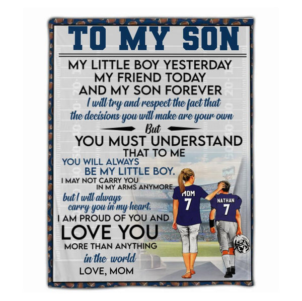Custom Personalized Football Blanket, Gift For Football Players, Christmas Gift For Son With Custom Name, Number, Appearance & Landscape LMD1025B08DA