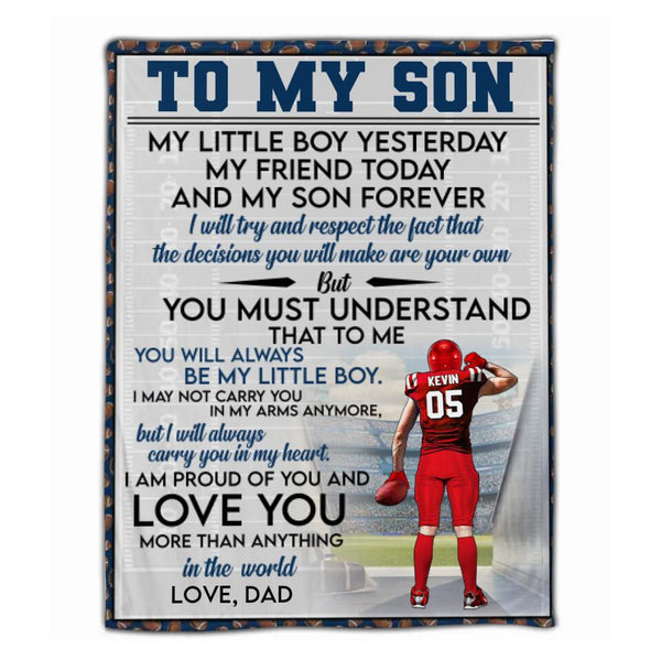 Custom Personalized Football Blanket, Gift For Football Players, Christmas Gift For Son With Custom Name, Number, Appearance & Landscape LMD1025B07DA