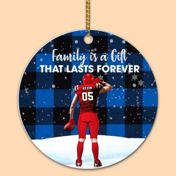 Custom Personalized Football Aluminum Circle Ornament, Gift For Football Players, Christmas Gift For Son, Life Is Better With Family With Custom Name, Number, Appearance & Landscape LTL1012O44DA