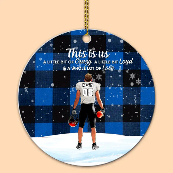 Custom Personalized Football Aluminum Circle Ornament, Gift For Football Players, Christmas Gift For Son, Life Is Better With Family With Custom Name, Number, Appearance & Landscape LTL1011O44DA