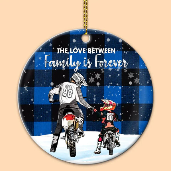 Custom Personalized Motocross Ceramic Circle Ornament, Dirt Bike Gifts For Son, Christmas Gift For Son, Life Is Better With Family With Custom Name, Number, Appearance & Landscape LTL1011O29DA