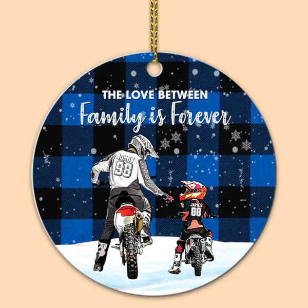 Custom Personalized Motocross Aluminum Circle Ornament, Dirt Bike Gifts For Son, Christmas Gift For Son, Life Is Better With Family With Custom Name, Number, Appearance & Landscape LTL1011O28DA