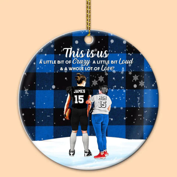 Custom Personalized Football Ceramic Circle Ornament, Gift For Football Players, Christmas Gift For Son, Life Is Better With Family With Custom Name, Number, Appearance & Landscape LTL1011O20DA