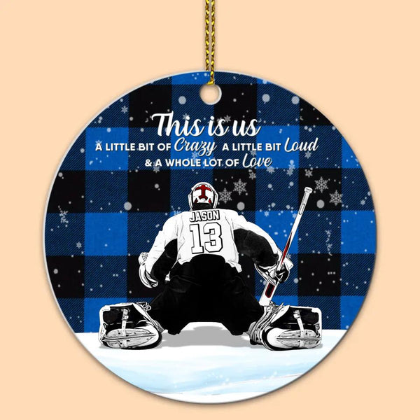 Custom Personalized Ice Hockey Aluminum Circle Ornament, Gift For Hockey Players, Christmas Gift For Son, Life Is Better With Family With Custom Name, Number, Appearance & Landscape LTL1011O49DA