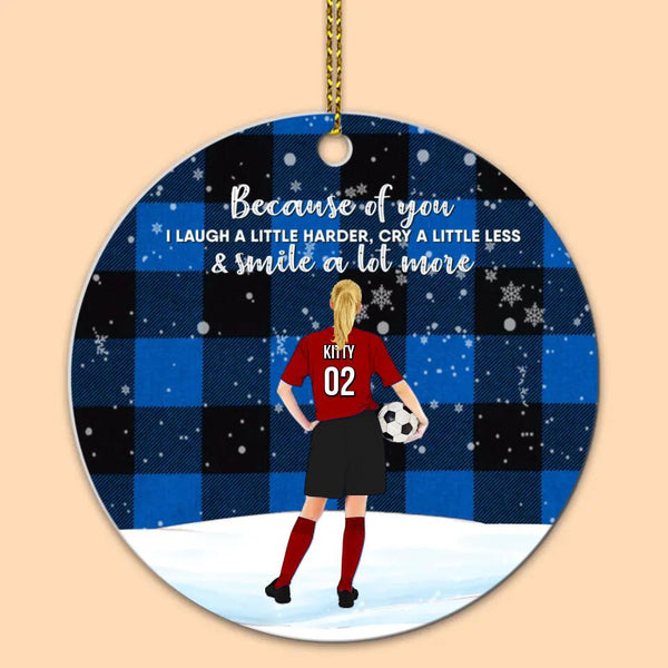 Custom Personalized Soccer Aluminum Circle Ornament, Gift For Soccer Players, Christmas Gift For Daughter, Life Is Better With Family With Custom Name, Number, Appearance & Landscape LTL1012O14DA