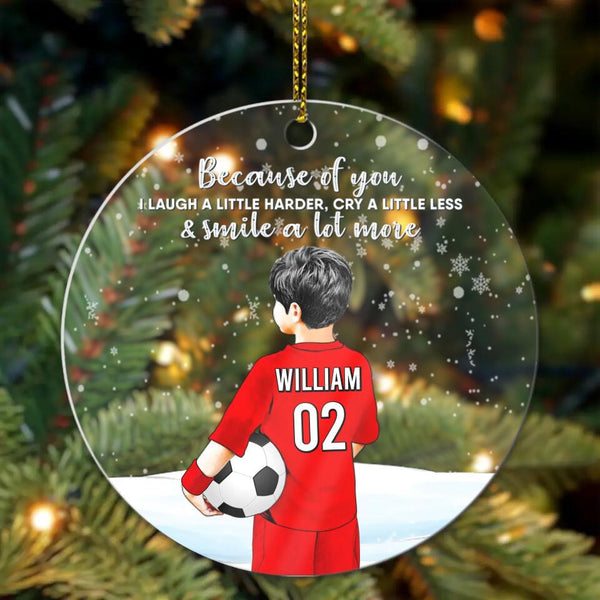 Custom Personalized Soccer Acrylic Circle Ornament, Gift For Soccer Players, Christmas Gift For Son, Life Is Better With Family With Custom Name, Number, Appearance & Landscape LTL1011O40DA