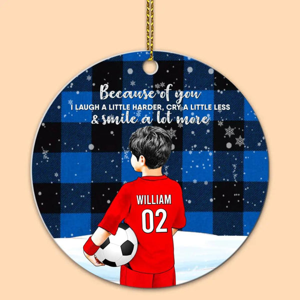 Custom Personalized Soccer Aluminum Circle Ornament, Gift For Soccer Players, Christmas Gift For Son, Life Is Better With Family With Custom Name, Number, Appearance & Landscape LTL1011O37DA