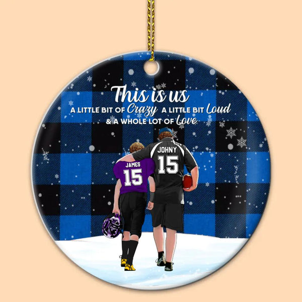 Custom Personalized Football Ceramic Circle Ornament, Gift For Football Players, Christmas Gift For Son, Life Is Better With Family With Custom Name, Number, Appearance & Landscape LTL1011O17DA