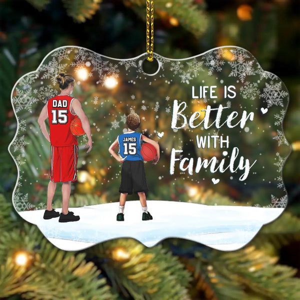 Custom Personalized Basketball Acrylic Medallion Ornament, Gift For Basketball Players, Christmas Gift For Son, Life Is Better With Family With Custom Name, Number, Appearance & Landscape LTL1012O51DA
