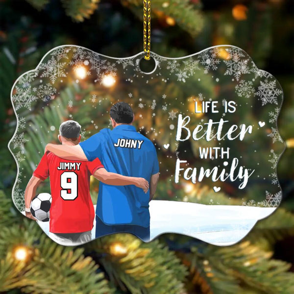Custom Personalized Soccer Acrylic Medallion Ornament, Gift For Soccer Players, Christmas Gift For Son, Life Is Better With Family With Custom Name, Number, Appearance & Landscape LTL1010O27DA