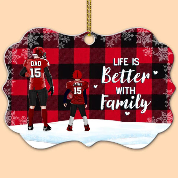 Custom Personalized Football Aluminum Medallion Ornament, Gift For Football Players, Christmas Gift For Son, Life Is Better With Family With Custom Name, Number, Appearance & Landscape LTL1012O23DA