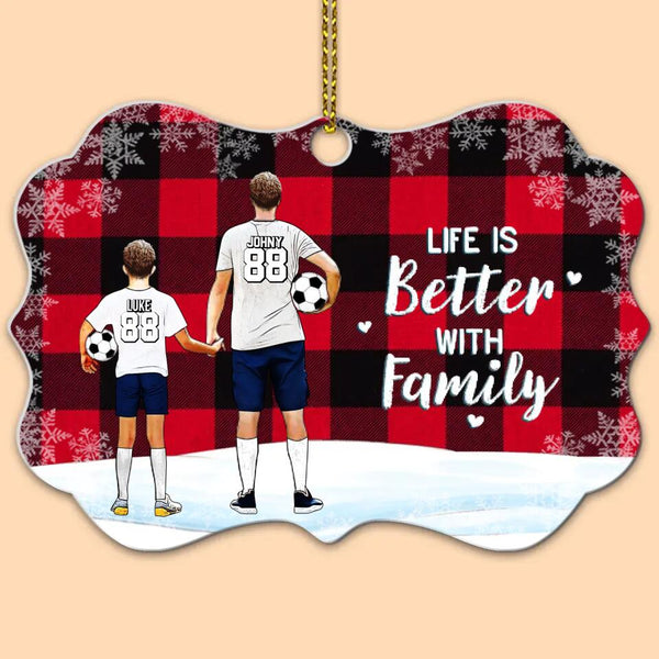 Custom Personalized Soccer Aluminum Medallion Ornament, Gift For Soccer Players, Christmas Gift For Son, Life Is Better With Family With Custom Name, Number, Appearance & Landscape LTL1010O11DA