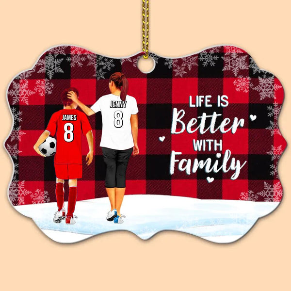 Custom Personalized Soccer Aluminum Medallion Ornament, Gift For Soccer Players, Christmas Gift For Son, Life Is Better With Family With Custom Name, Number, Appearance & Landscape LTL1010O18DA