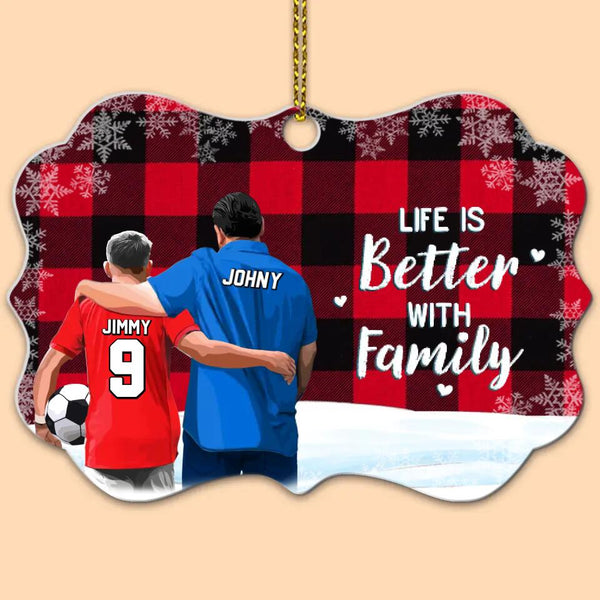 Custom Personalized Soccer Aluminum Medallion Ornament, Gift For Soccer Players, Christmas Gift For Son, Life Is Better With Family With Custom Name, Number, Appearance & Landscape LTL1010O28DA