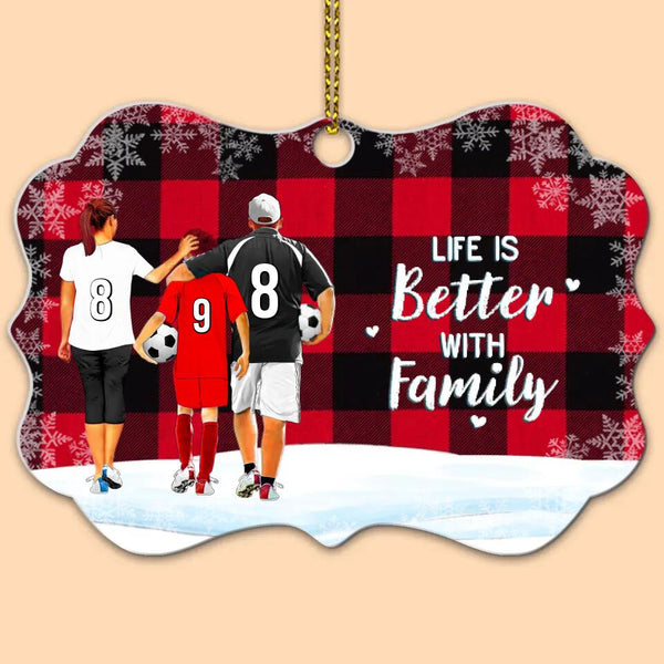 Custom Personalized Soccer Aluminum Medallion Ornament, Gift For Soccer Players, Christmas Gift For Son, Life Is Better With Family With Custom Name, Number, Appearance & Landscape LTL1010O02DA