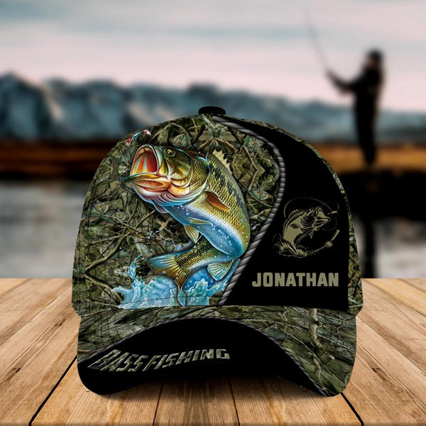 Personalized Bass Fishing Cap with custom Name, Grass 1 NNH0117B03SA