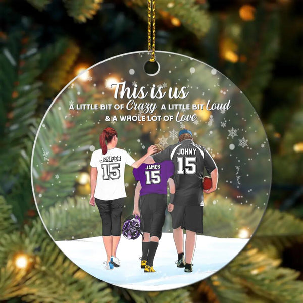 Custom Personalized Football Acrylic Circle Ornament, Gift For Football Players, Christmas Gift For Son, Life Is Better With Family With Custom Name, Number, Appearance & Landscape LTL1028O01DA