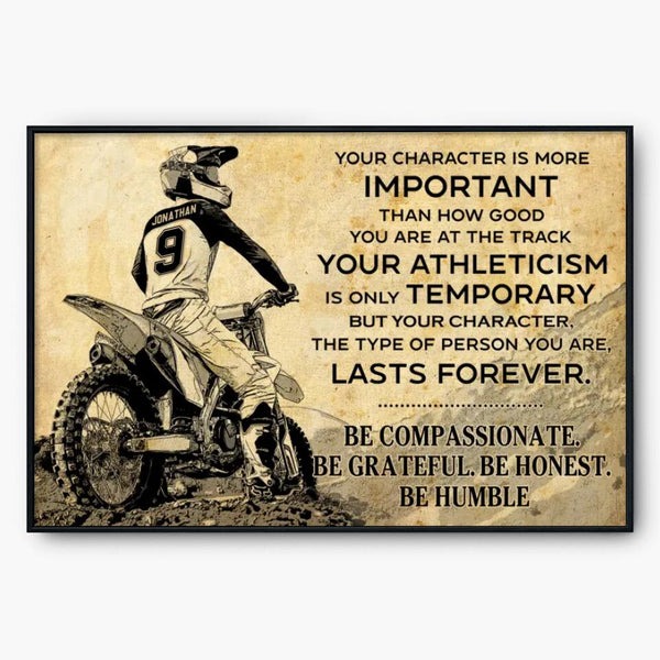 Personalized Motocross Poster, Canvas with custom Name & Number, Vintage Style, Dirt Bike Gifts NTB0129B03DP