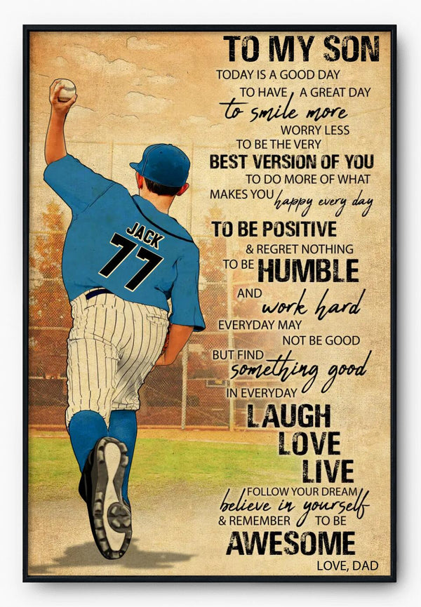Custom Personalized Baseball Poster, Canvas, Vintage Style, Baseball Gifts, Baseball Poster, Baseball Room Decor With Custom Name, Number & Appearance LMD0815B01DA