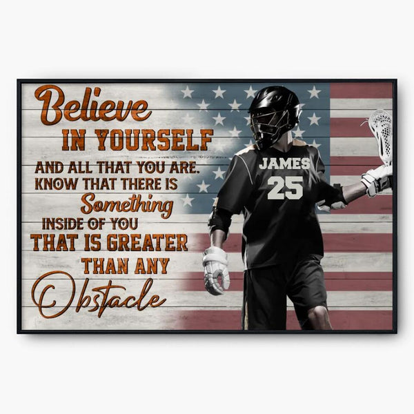 Custom Personalized Lacrosse Poster, Canvas, Lacrosse Gifts With Custom Name & Number NTB0517B02