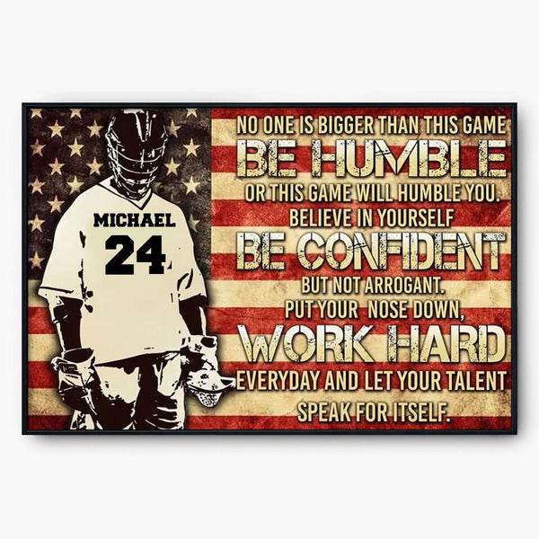 Custom Personalized Lacrosse Poster, Canvas, Lacrosse Gifts With Custom Name & Number NTB0517B09