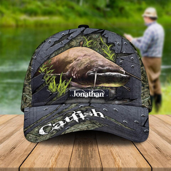 Customs Personalized Catfish Cap with custom Name, Fishing Hat Grass 1 NNH0215B01SA