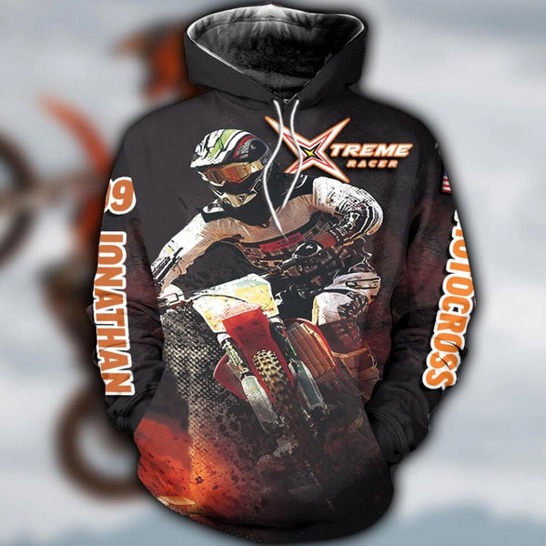 Motocross Racing Name & Number & Country Flag Personalized All Over Print Hoodie Dbq0927A02Sa