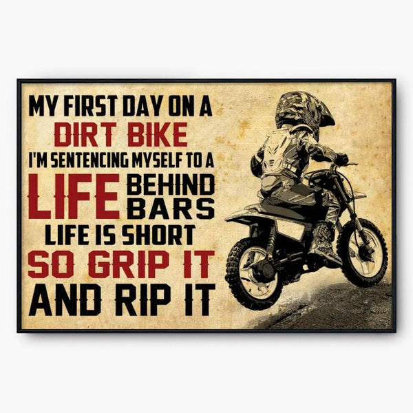 Personalized Motocross Poster, Canvas with custom Name & Number, Vintage Style, Dirt Bike Gifts For Kids NTB0224B02DP