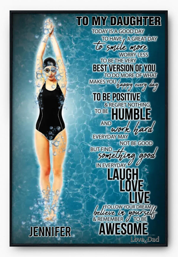 Custom Personalized Swimming Poster, Canvas, Swimmer Gifts, Gifts For Swimmers, Sport Gifts For Swimming Lovers With Custom Name & Appearance LMD1019B01DA