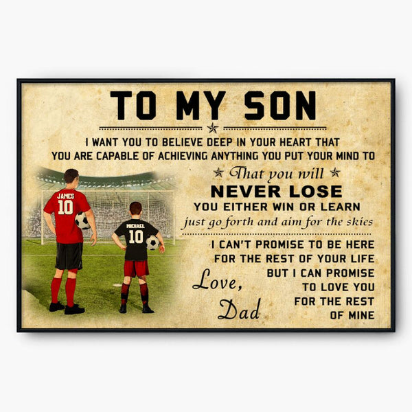 Custom Personalized To My Son Motivational Soccer Poster, Canvas with custom Name, Number, Appearance & Landscape, Vintage Style, Sport Gifts For Son NTB0326B01DP