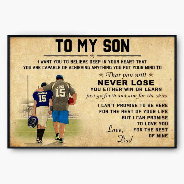 Customize My Son Football Player Never Lose Vertical Posters