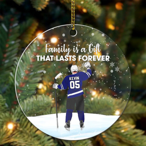Custom Personalized Ice Hockey Acrylic Circle Ornament, Gift For Hockey Players, Christmas Gift For Son, Life Is Better With Family With Custom Name, Number, Appearance & Landscape LTL1011O51DA