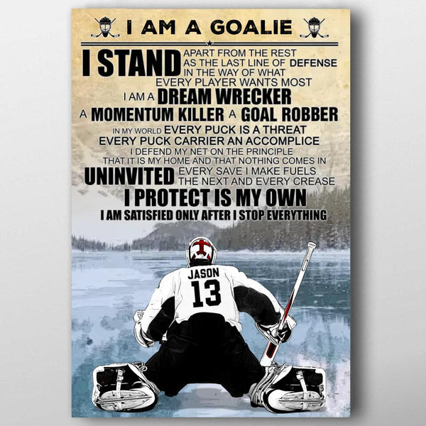 Custom Personalized Ice Hockey Poster, Canvas, Hockey Gifts, Gifts For Hockey Players, Gifts For Hockey Goalies With Custom Name, Number & Appearance LTL0630B01DP